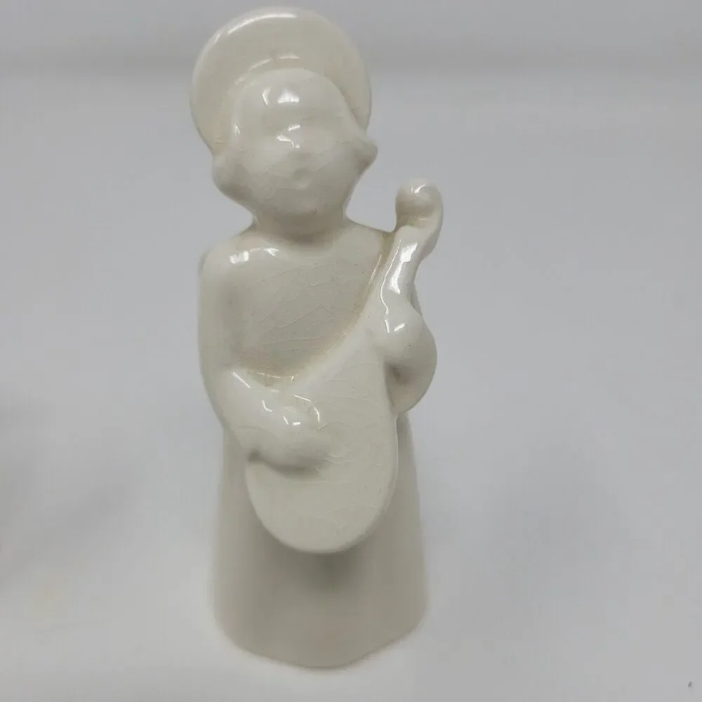 Vintage Royal Copenhagen Choir Angel Figurines w/Horn Guitar Denmark Christmas 2